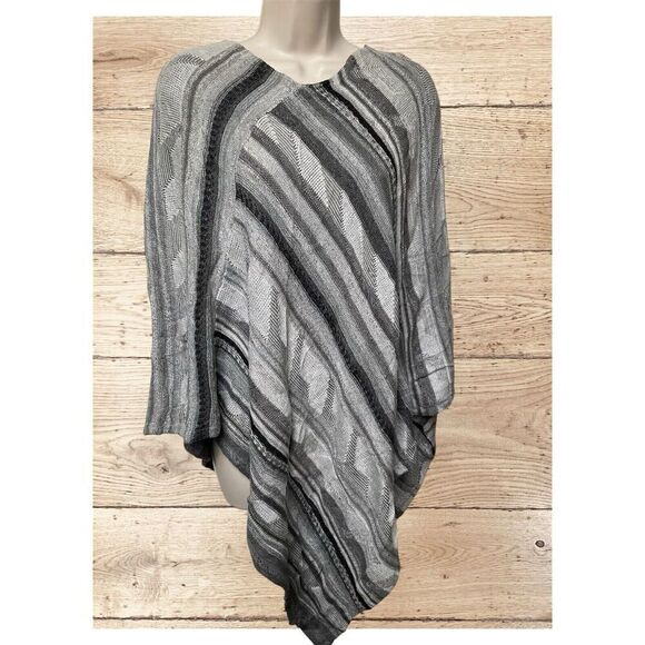 Ralph Lauren Knit Poncho Womens Size Small Gray Lightweight Cotton‎ Linen - Picture 1 of 11